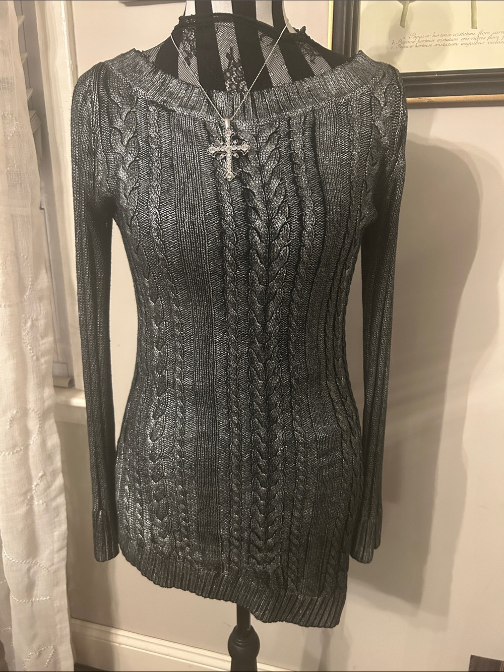 Rare Y2K Arden B metallic asymmetrical sweater